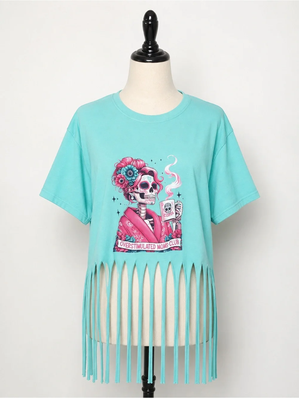 Customize Fringe Graphic Tee - Overstimulated Moms Club patch Ptp 20